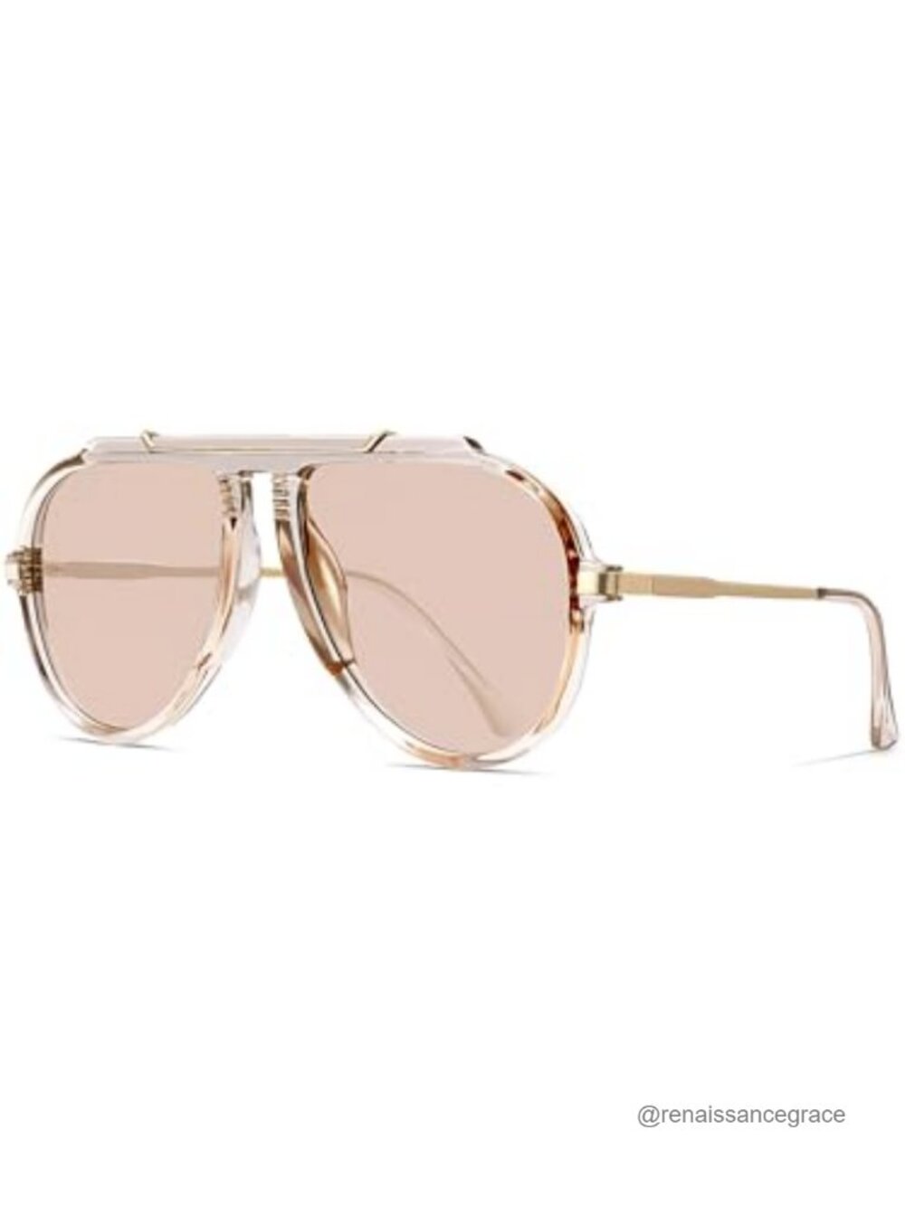 Oversized Retro 70s Aviator Sunglasses Unisex Gold Metal Accent UV400 Protected